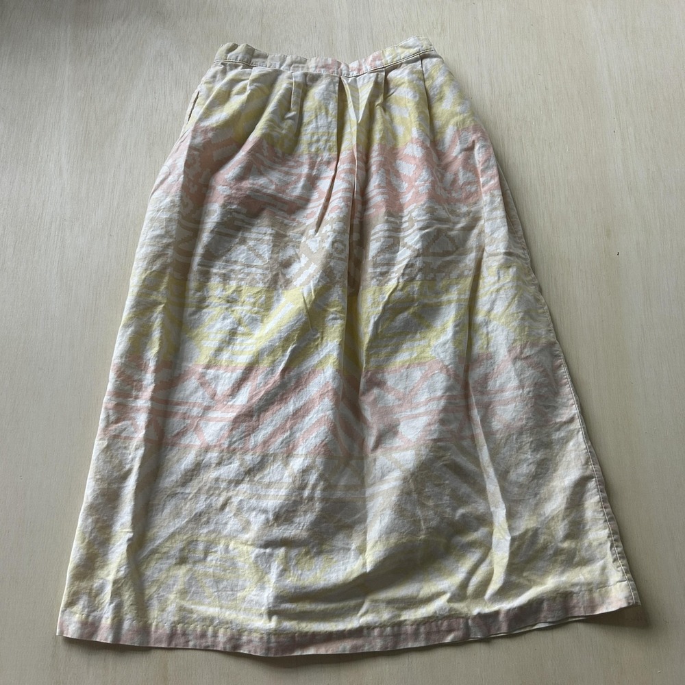 Vintage Jonathan Martin Skirt Juniors 7 Pastel Geometric Cotton A-Line Midi‎ USA